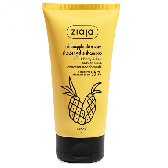 pineapple - ziaja - cosmetics - Pineapple shower gel & shampoo 2in1 160ml ZIAJA